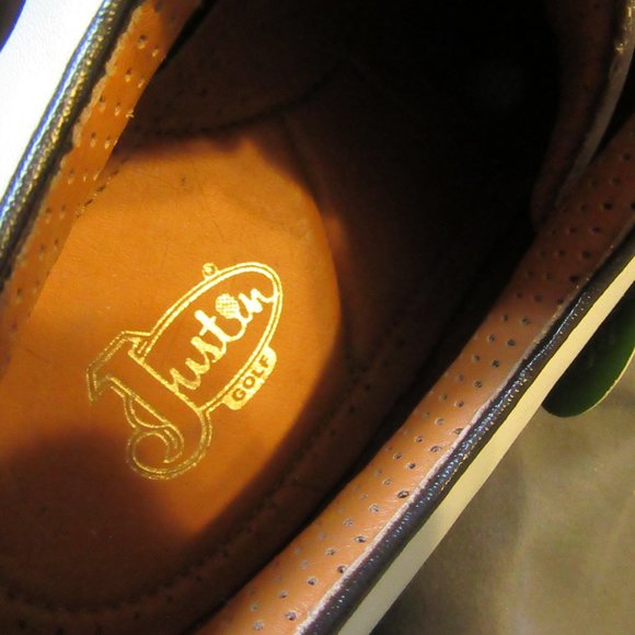 Mens Justin Golf Shoes Classic Saddle Brogue Leather Sz 12 EE main image 7